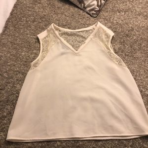 Mango off-white Laced Sleeveless Top (Large)